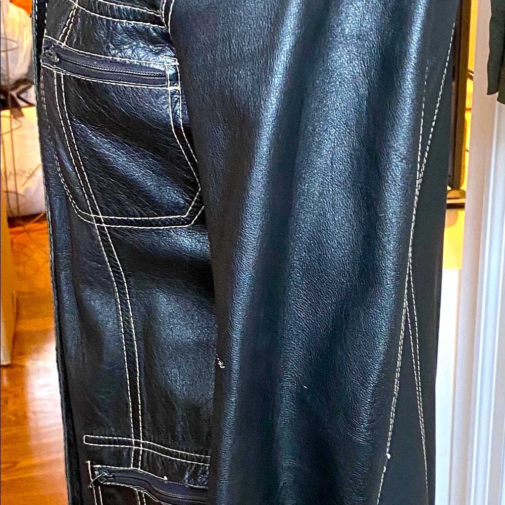 Vintage black Leather suede reverse coat - Picture 3 of 7